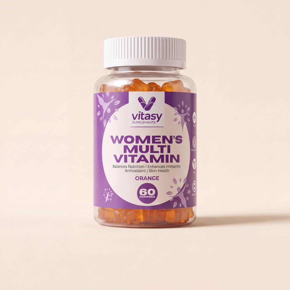 Vitasy Women's Multivitamin Gummies v3 - Front Variant Hero - Orange