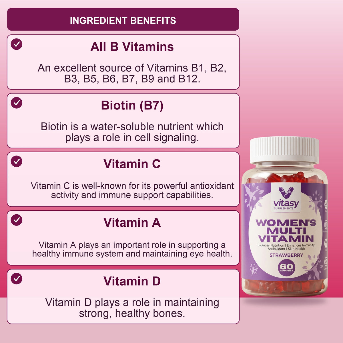 Vitasy Women's Multivitamin Gummies v4 - Gallery 02 - Ingredient Benefits