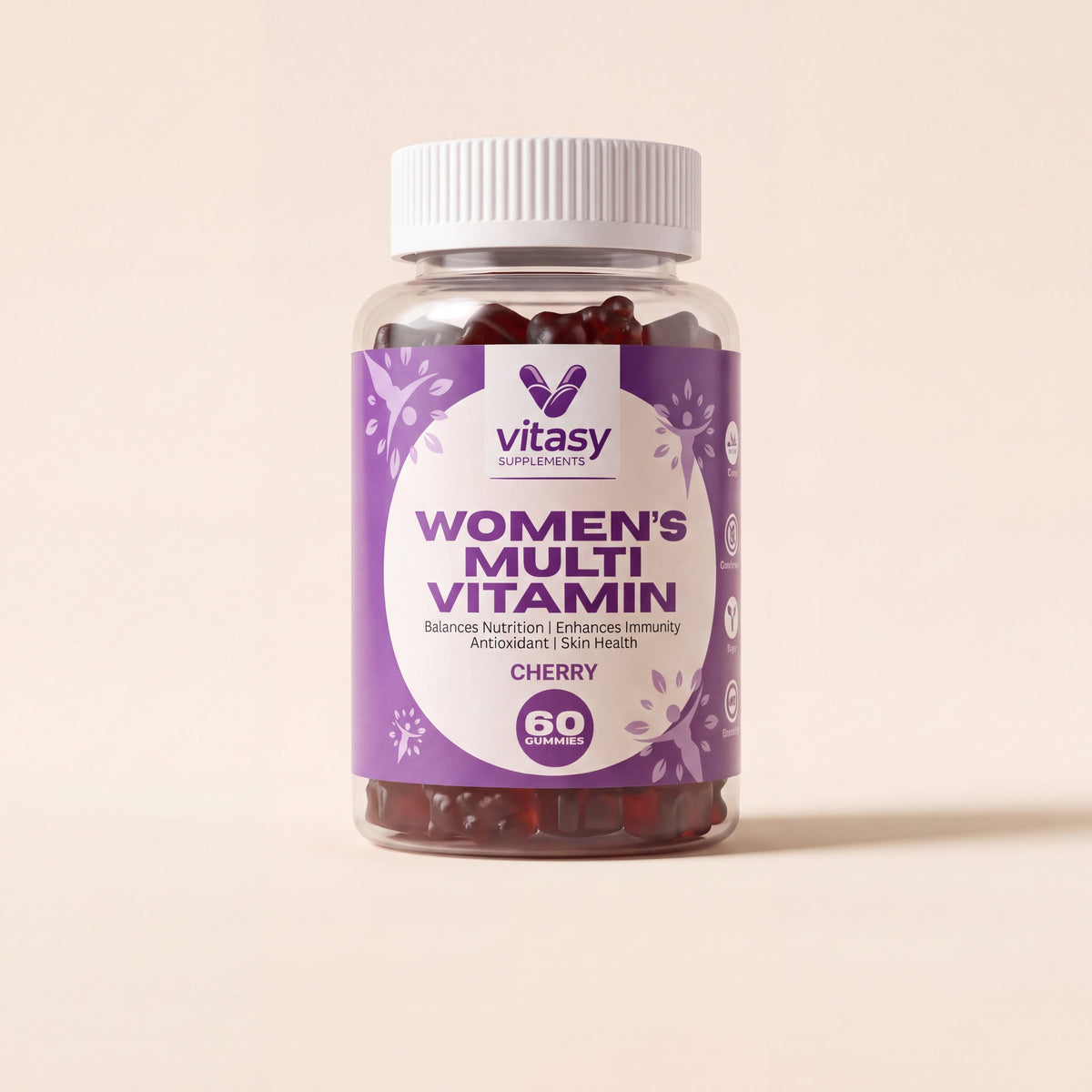 Vitasy Women's Multivitamin Gummies v4 - Front Variant Hero - Cherry