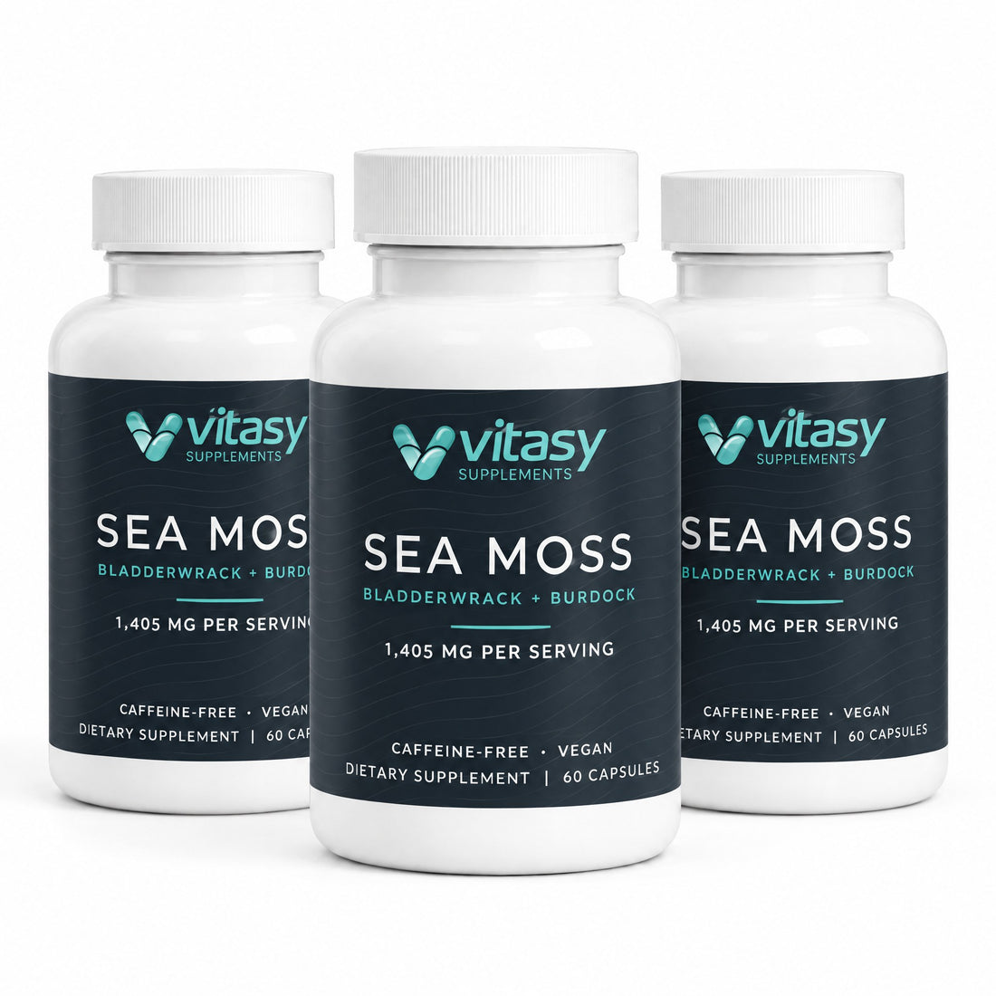 Three bottles of Vitasy Sea Moss Capsules