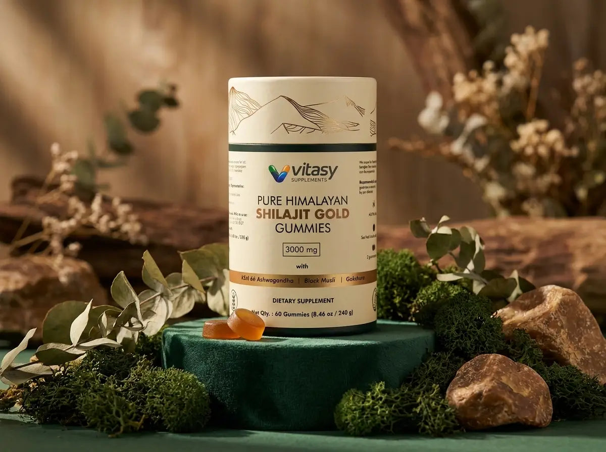 Shilajit Gummies - A Simpler Daily Ritual, No Mixing or Measuring - Himalayan Shilajit with Three Botanicals - 60 Gummies