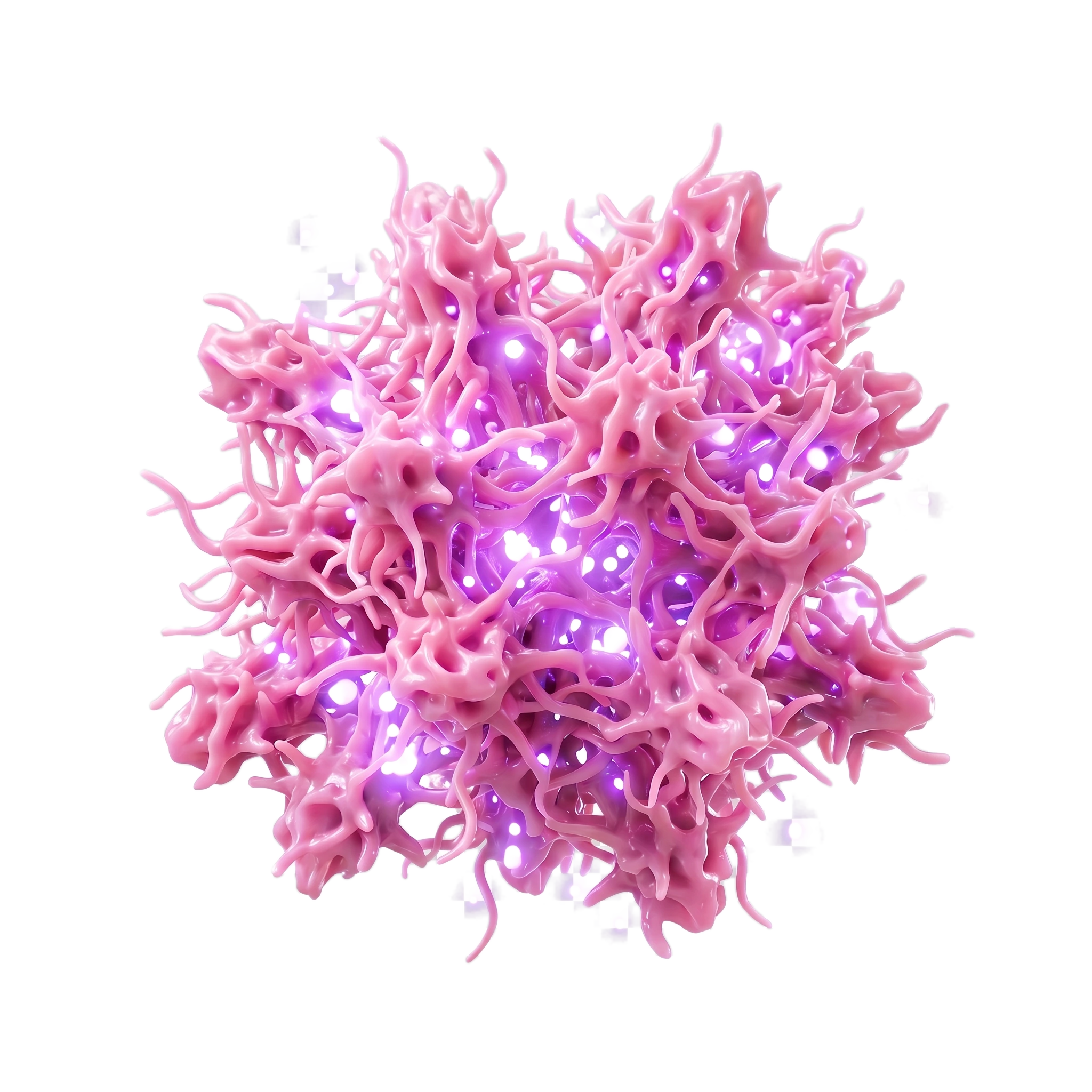 Abstract pink DE111 probiotic spore cluster