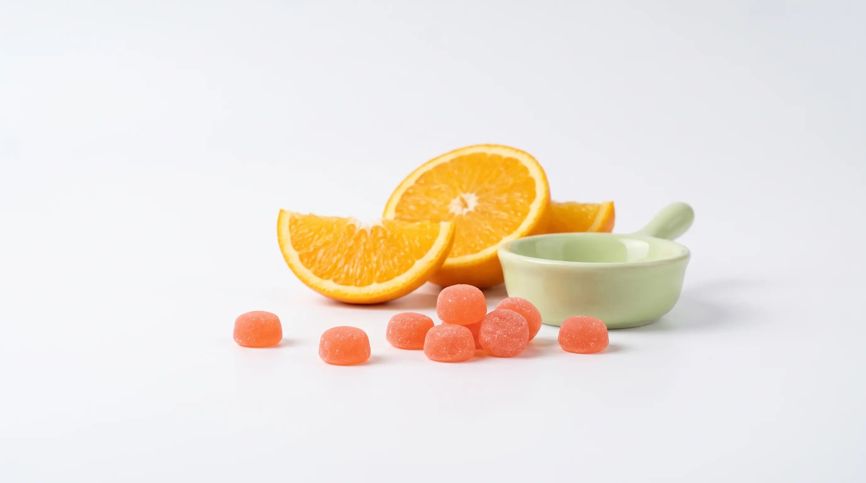 Original Vitamin C editorial still with citrus cues and gummy-format product storytelling.